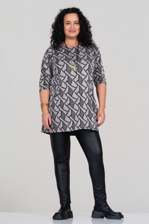 Макси туника в сиво с геометричен принт