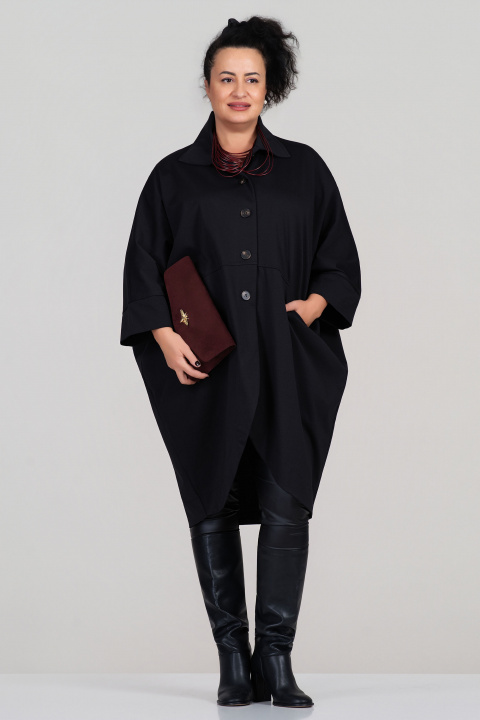 МАКСИ тънко палто в черно с джбове