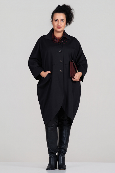 МАКСИ тънко палто в черно с джбове