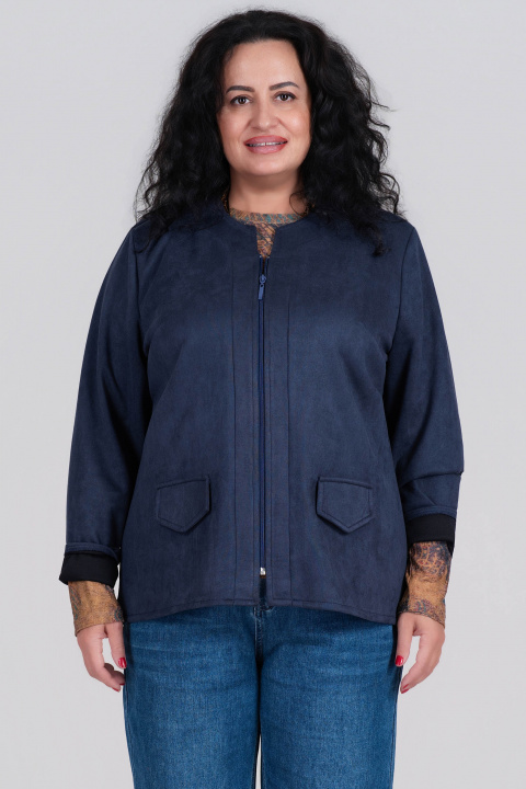 МАКСИ тънко велурено яке тип сако в тъмносиньо