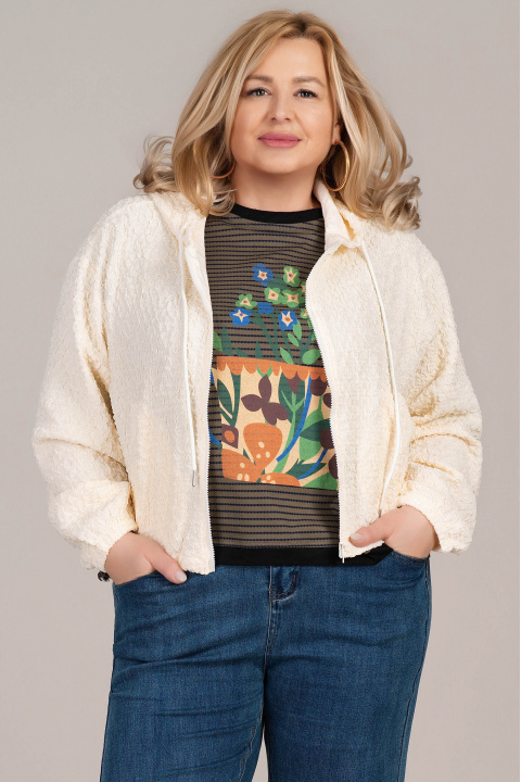 МАКСИ тънко яке в цвят екрю с намачкан ефект