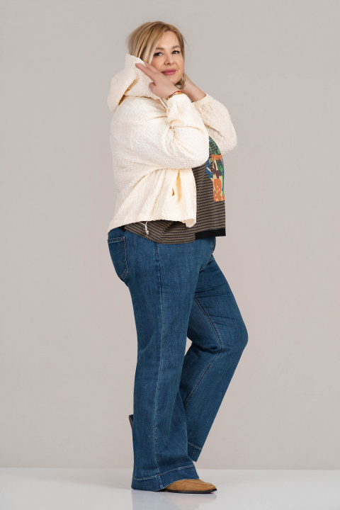 МАКСИ тънко яке в цвят екрю с намачкан ефект