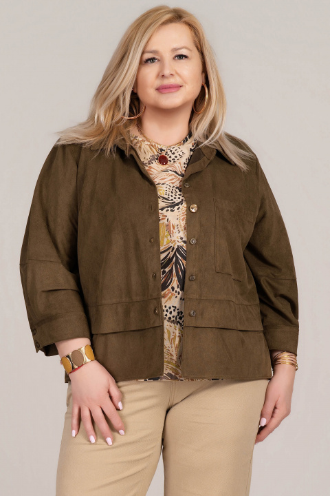 Макси велурено зелено яке с метални копчета и свободна кройка