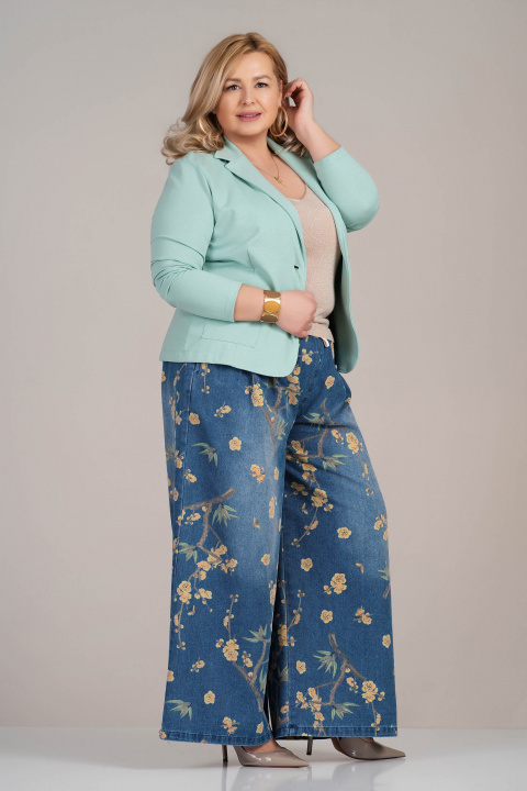 Макси вталено сако от памук в цвят мента