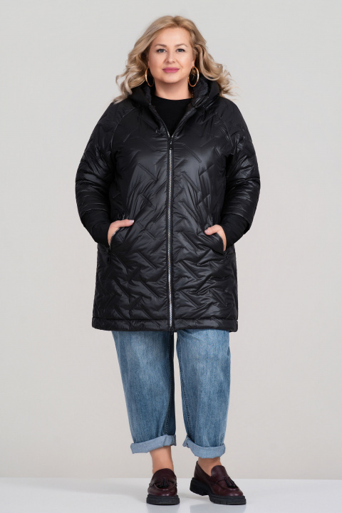 МАКСИ яке с удължена кройка в черно и декоративни капитонирани ленти