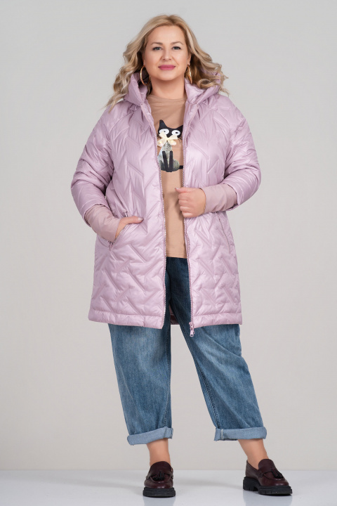 МАКСИ яке с удължена кройка в розово и декоративни капитонирани ленти