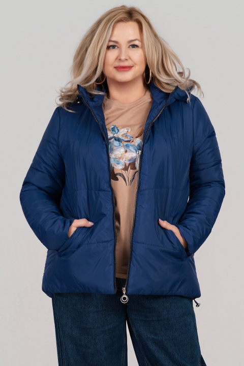 МАКСИ яке в синьо с качулка и метален цип