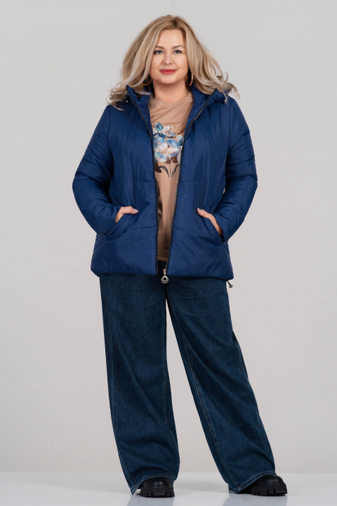 МАКСИ яке в синьо с качулка и метален цип