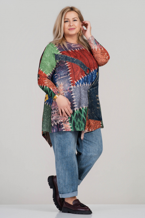 МАСКИ цветна туника с артистичен десен и джоб в дънков стил