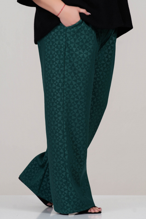 МАСКИ широк панталон в зелено с геометричен принт и ластик в талията