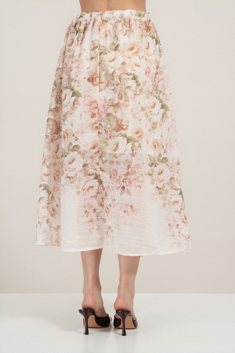 Пола от шифор в розово с флорален принт