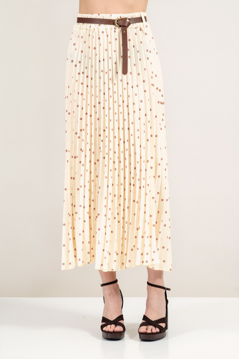 Пола тип солей в жълто и принт кафяви точки