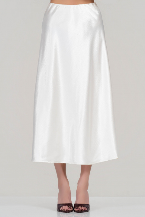 Сатенена миди пола в цвят екрю с изчистен силует