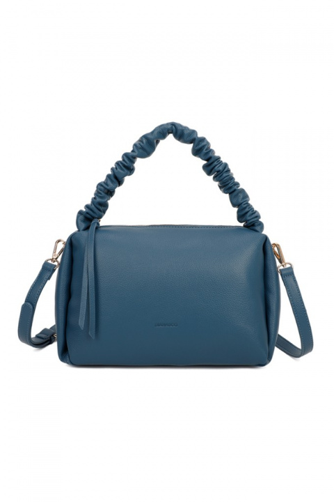 Дамска малка чанта в синьо с къдрава дръжка