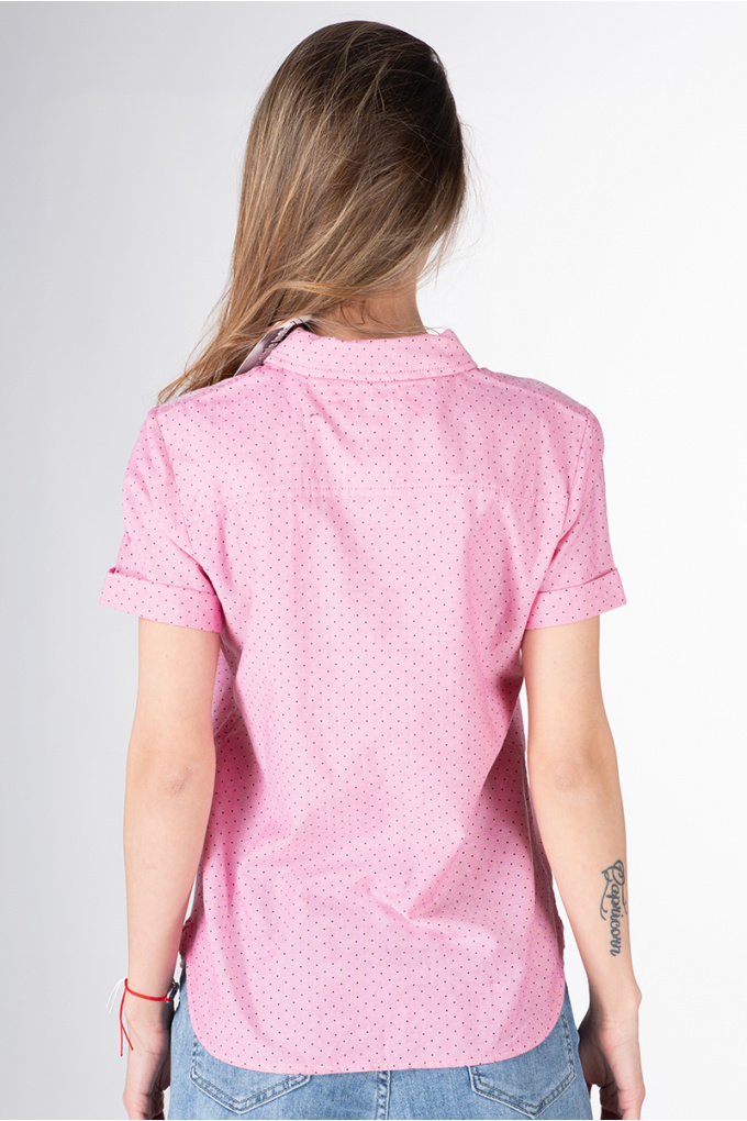 Дамска риза в розово на точки