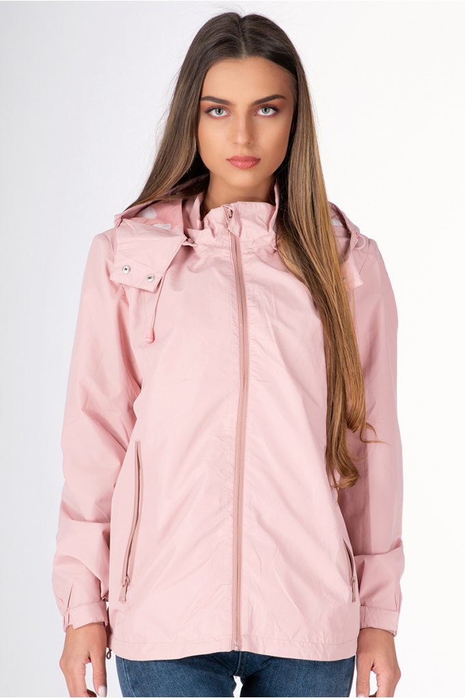 Дамски шлифер в розово с подплата на точки
