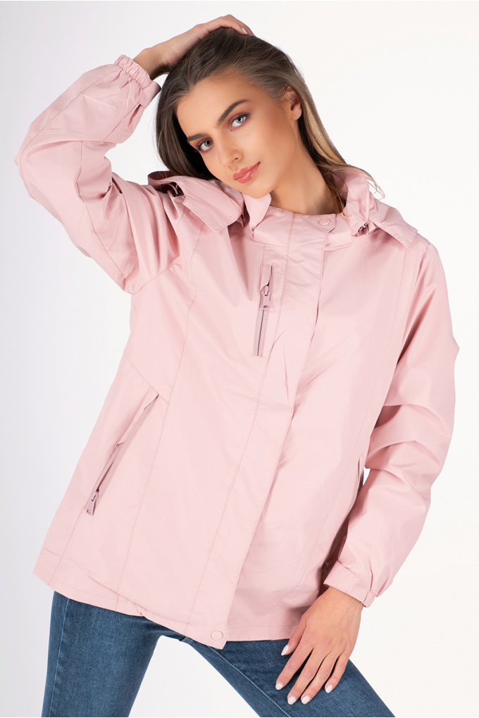 Дамски шлифер в розово с ластик на ръкавите