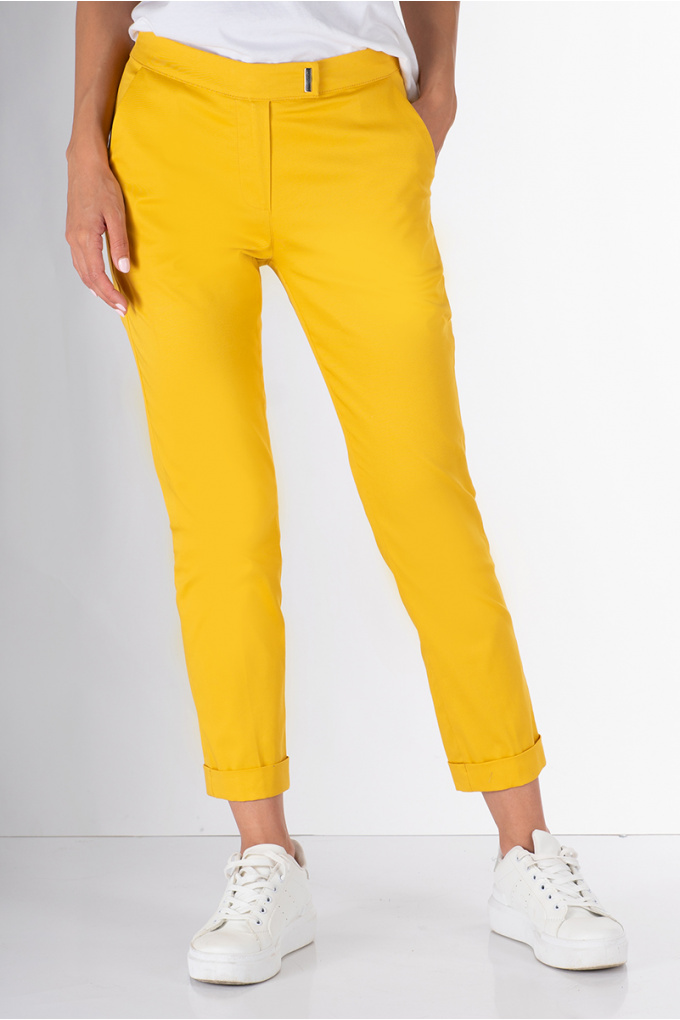 Дамски панталон с италиански джоб в жълто
