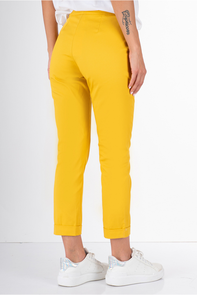 Дамски панталон с италиански джоб в жълто