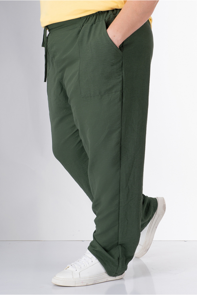 МАКСИ ефирен панталон в маслено зелено
