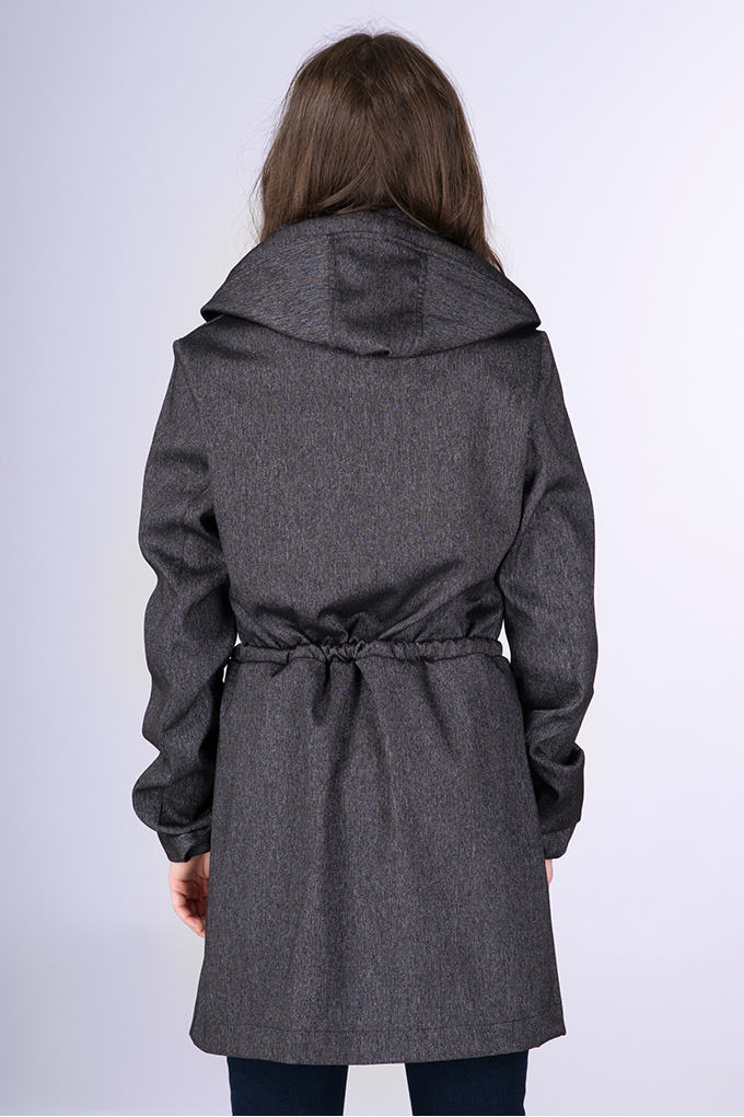 Дамски шлифер в сив меланж с качулка