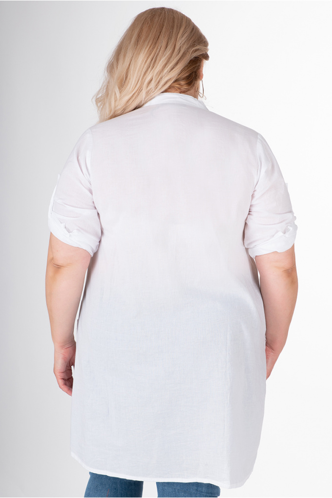 МАКСИ риза с дискретна бродерия в бяло