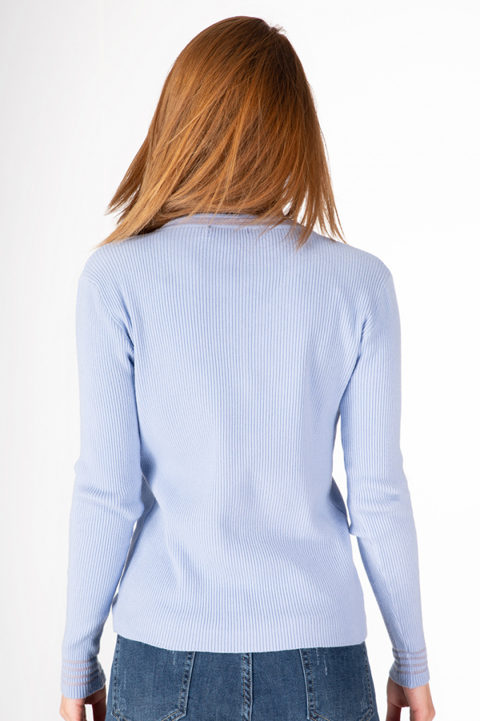 Дамска блуза в синьо с набор в предната част