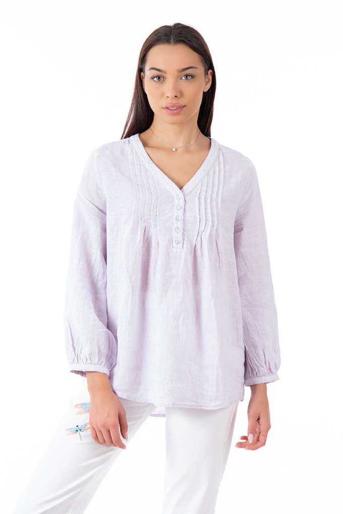 Дамска блуза тип туника от памук в светлолилаво