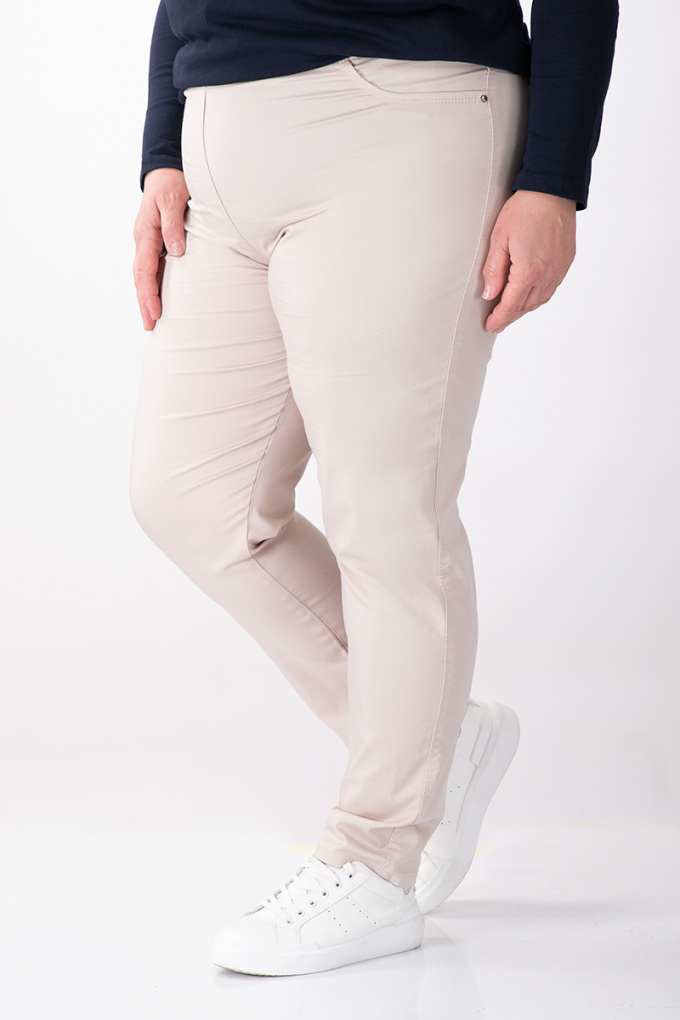 МАКСИ тънък панталон в бежово с ластик на талията