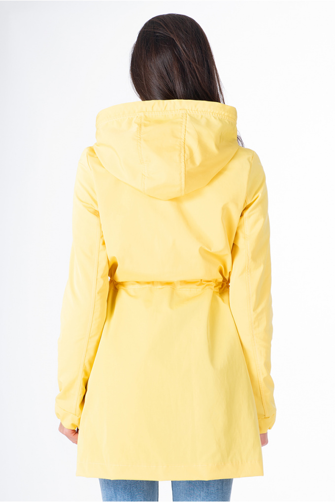 Дамски шлифер в жълто с връзка на талията
