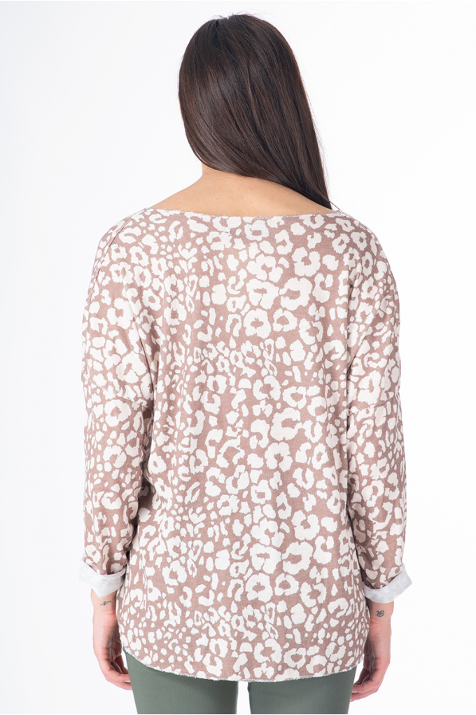 Дамска блуза фино плетиво в цвят бежово и екрю