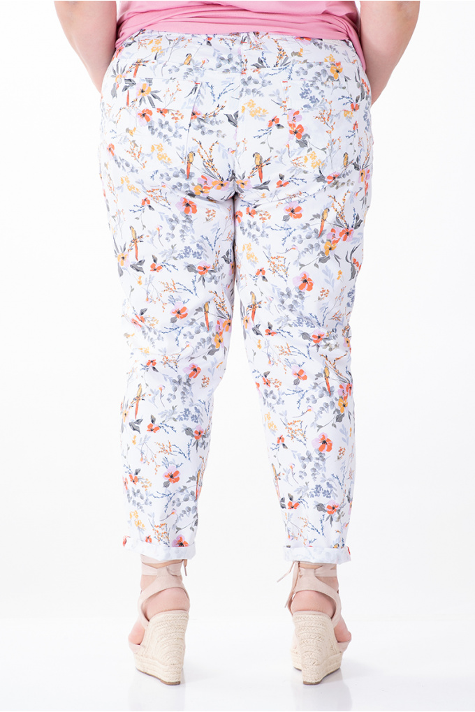 Макси панталон с пъстри цветя и папагали