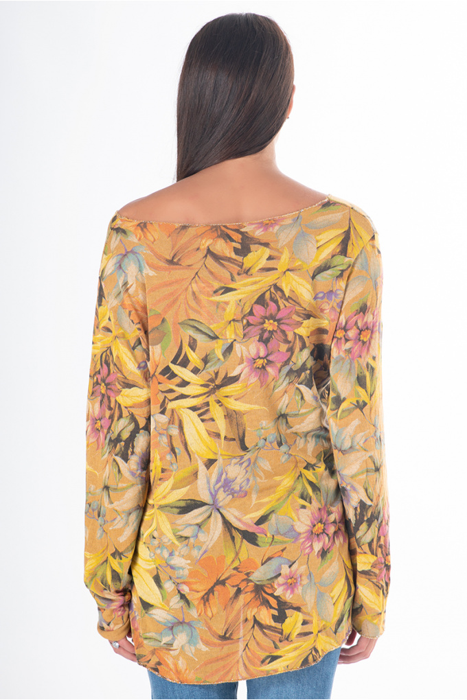 Дамска блуза с флорални мотиви в жълто