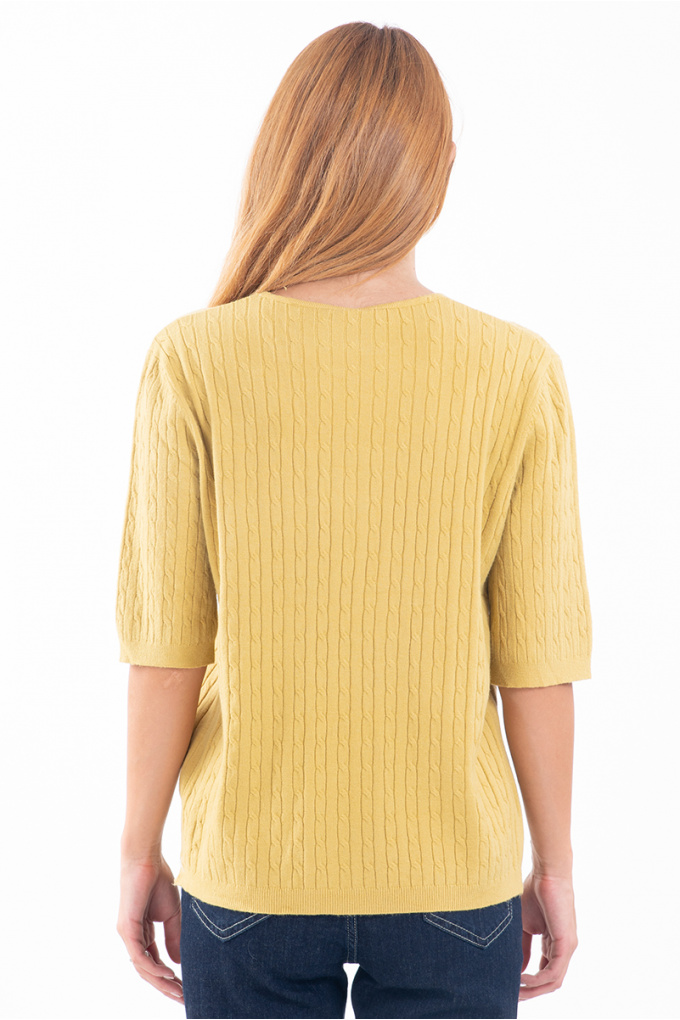 Дамска блуза с фина плетка в жълто