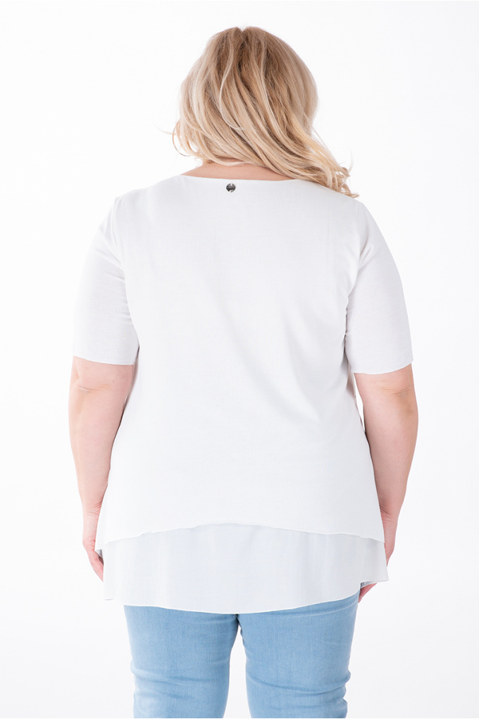 МАКСИ блуза тип туника в бяло с асиметрична подплата