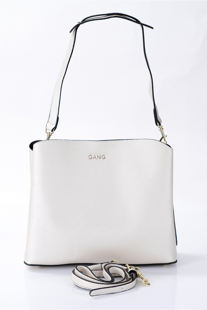 Дамска чанта в перлен цвят с дълга и къса дръжка