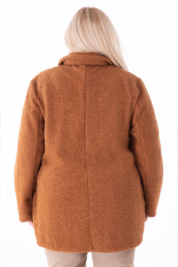 МАКСИ тънко палто от букле в цвят карамел