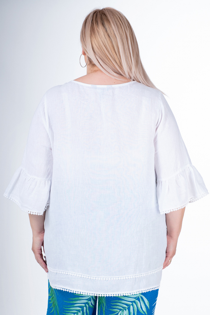 МАКСИ блуза тип туника в бяло от естествена материя