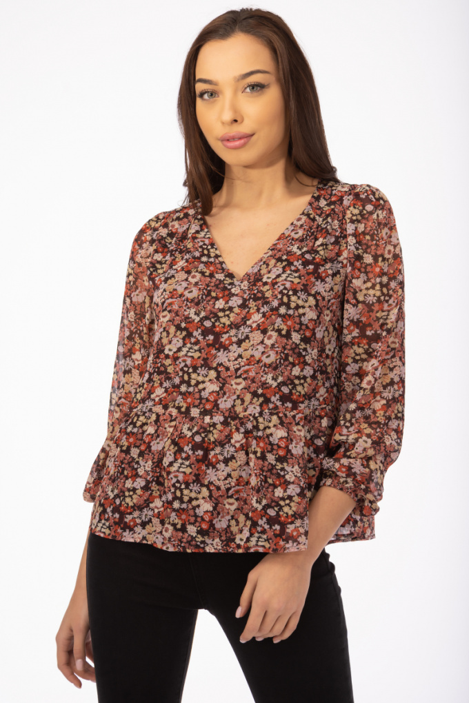 Дамска блуза от шифон с флорален принт