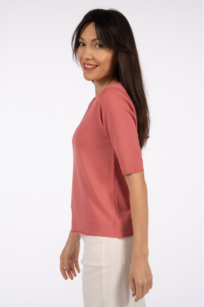 Дамска блуза от фино плетиво в розово