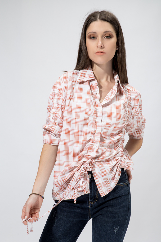 Дамска карирана риза с набор