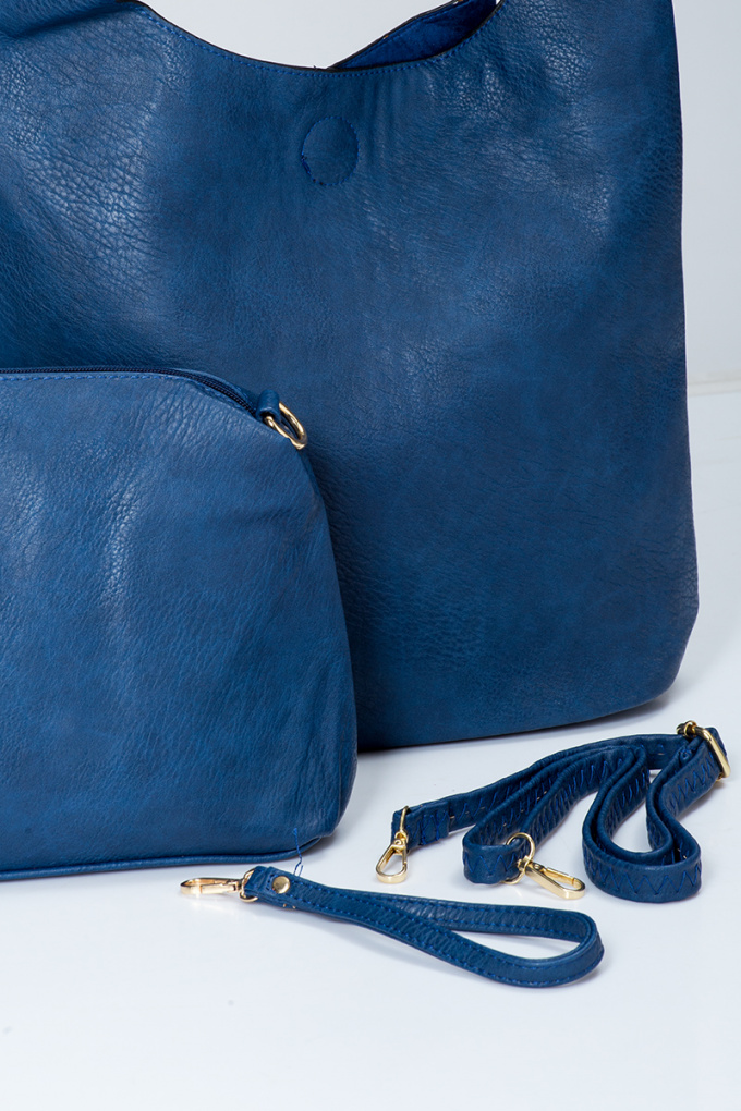 Дамска чанта тип торба 2в1 в синьо