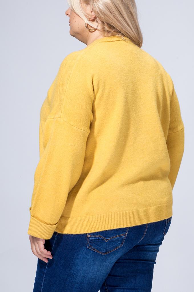МАКСИ топъл пуловер в цвят горчица
