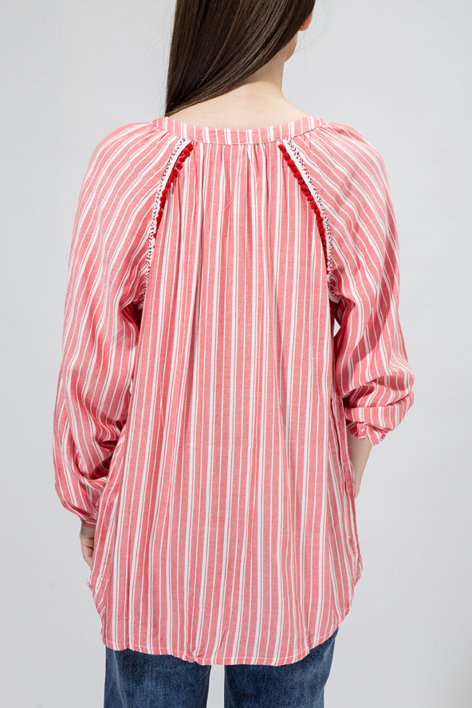 Блуза от памук с ефектна декорация