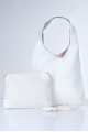 Дамска чанта тип торба 2в1 в бяло