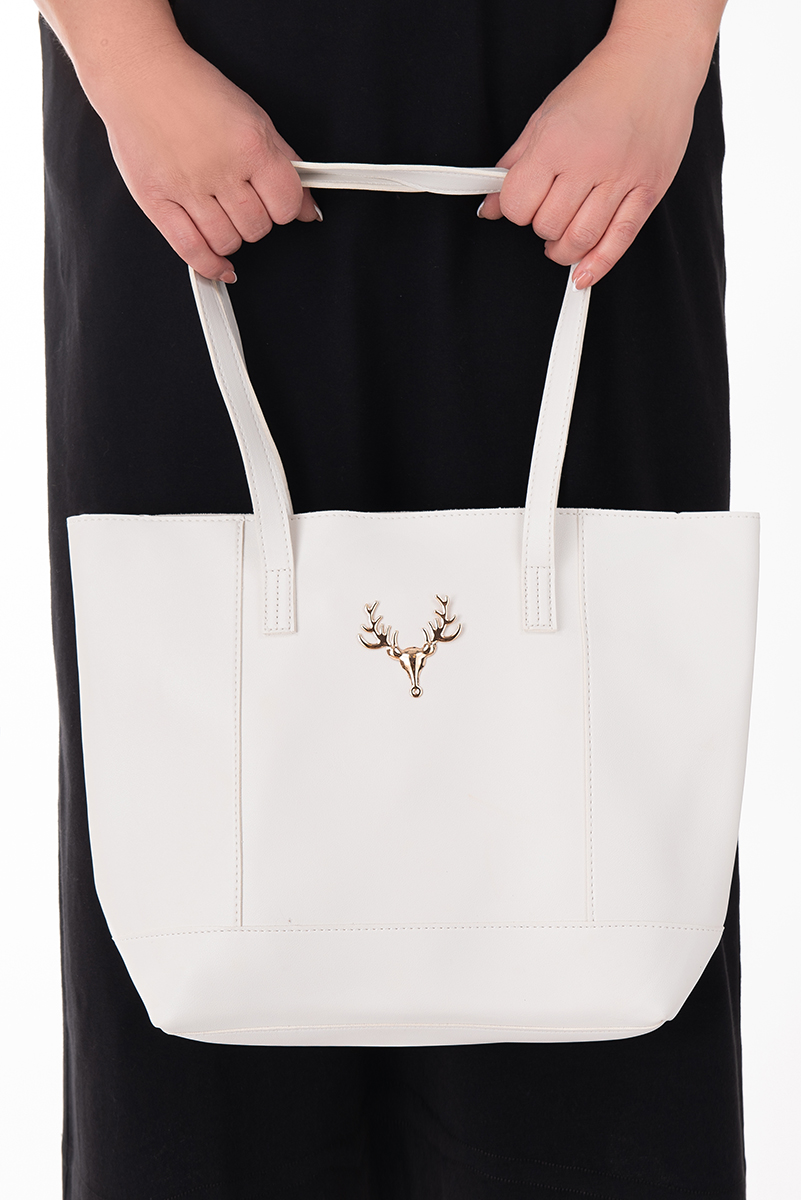 Дамска чанта в бяло с допълнителен несесер