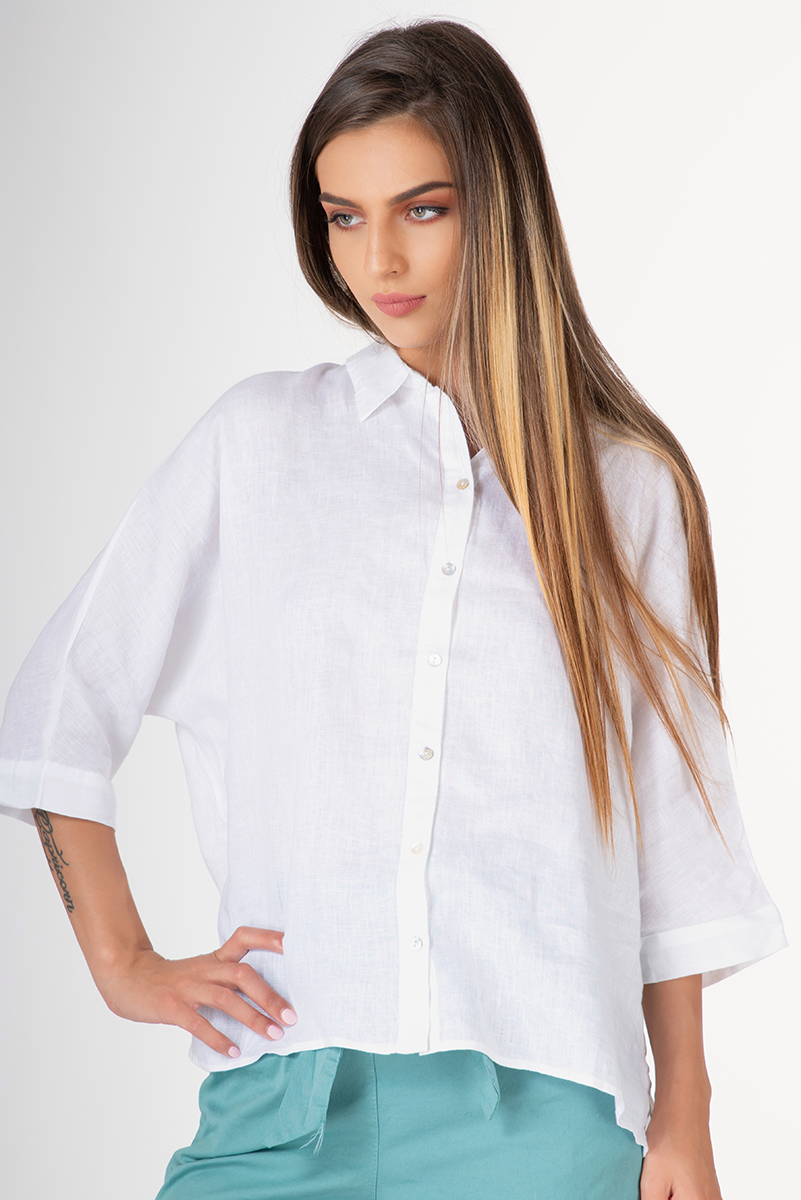 Дамска риза от лен в бяло