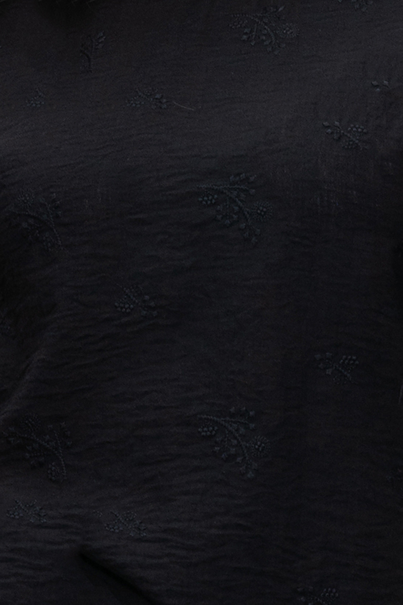 МАКСИ блуза от памук в черно с бродирани малки клонки