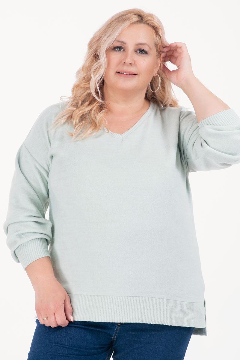 МАКСИ блуза в светлозелено от мека материя