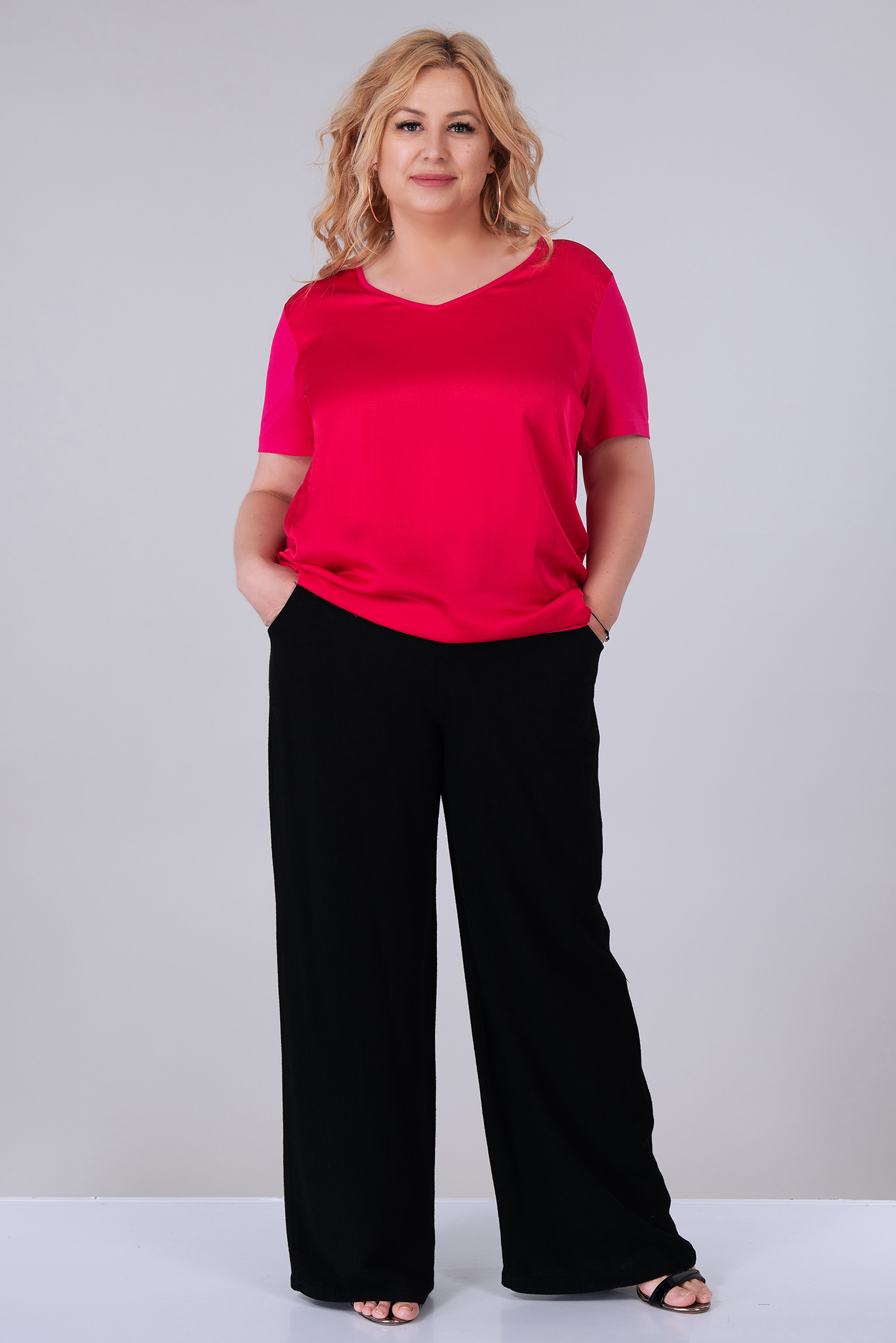 МАКСИ блуза в цикламено розово от фина материя